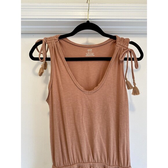Aerie Ruched Romper Tie Shoulder Knit Jersey Women’s Size XS Boho Festival Rust - Picture 8 of 12